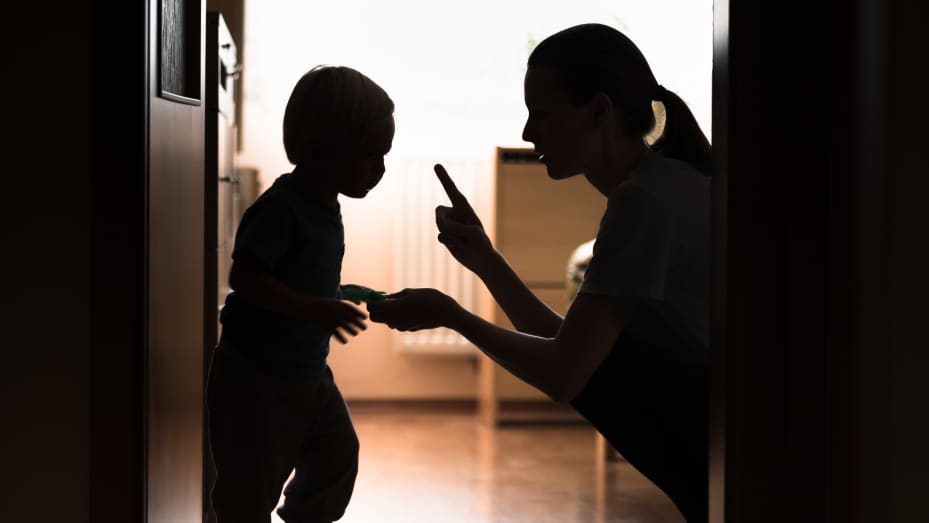 Mom and child silhouette